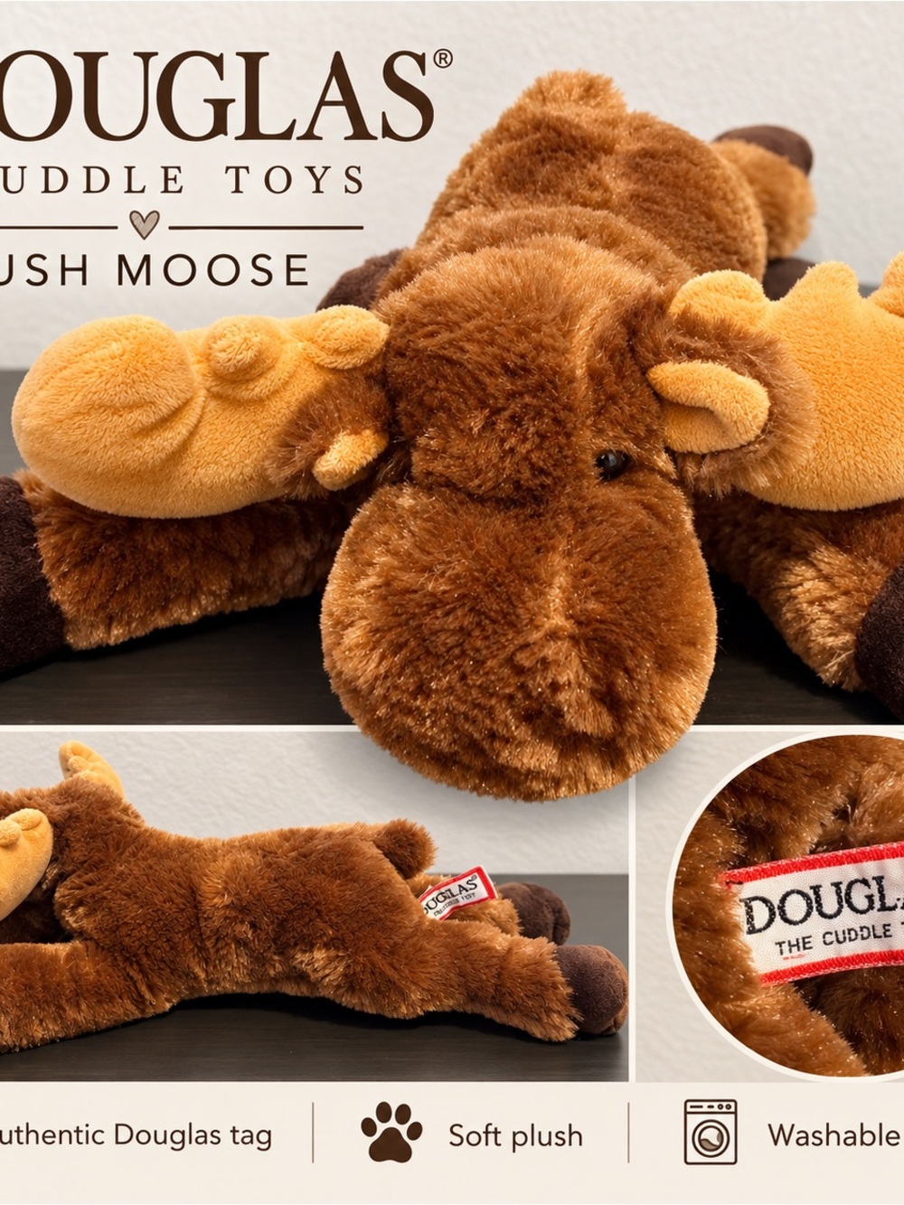 Douglas Plush Moose Stuffed Animal - Brown